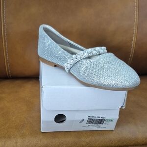 New Dream Pairs Flats Girls Size 13 Kids Sliver Glitter Church Dress Shoes